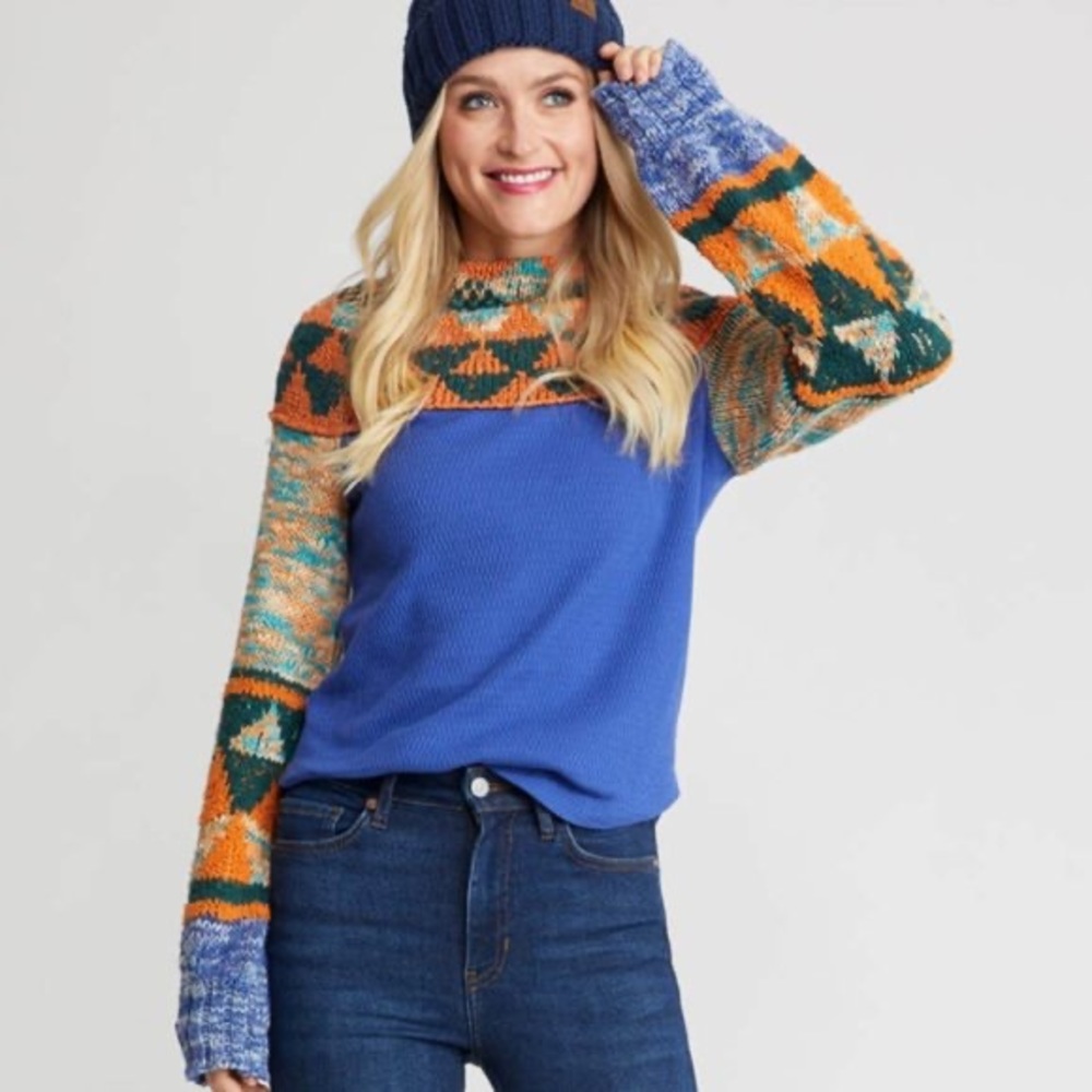 Free People Multicolor Cowl Neck Sweater
